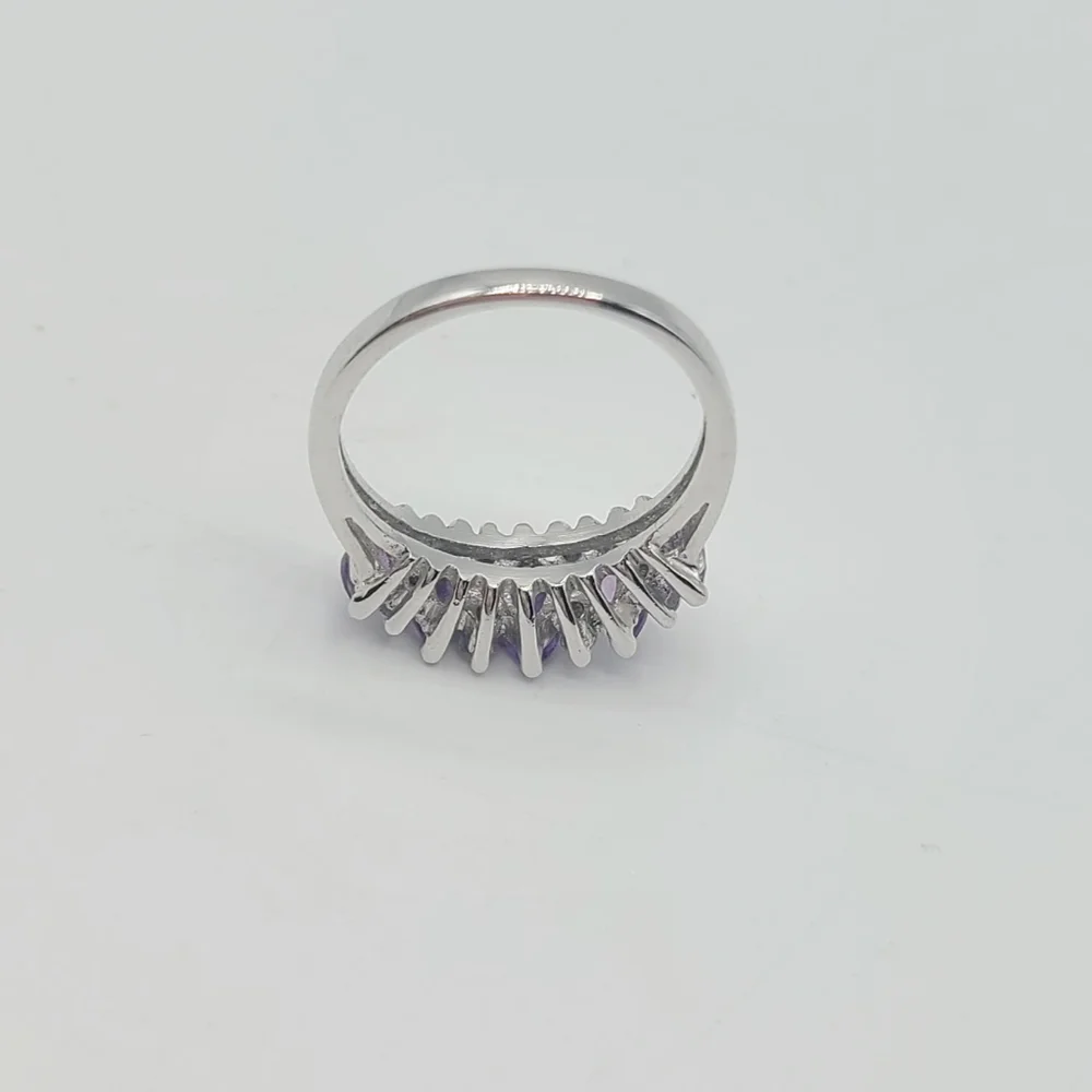Sterling Silver Purple Marquise Amethyst Simulated Diamond Ring, Size 5.25